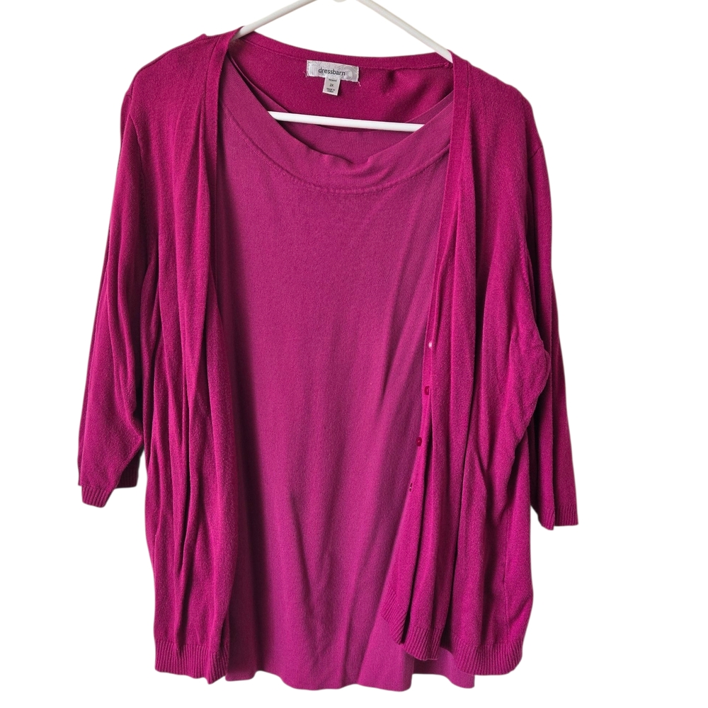 Charming Magenta Cardigan and Top Set by Dress Barn
